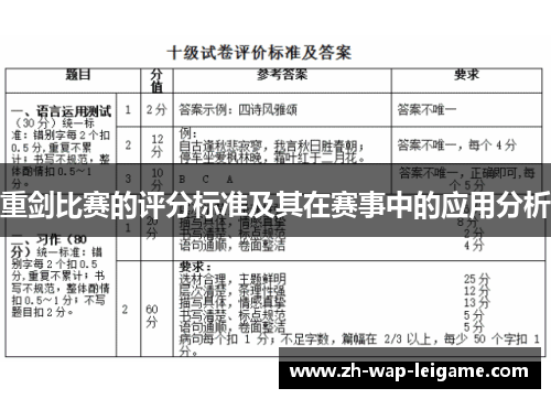 重剑比赛的评分标准及其在赛事中的应用分析 重剑比赛的评分标准及其在赛事中的应用分析